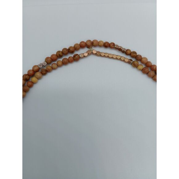 Natural Stone Agate Metal Beaded 34" Elastic Stretch Necklace - Picture 5 of 5